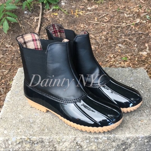 Duck Boots Slip On Glossy Black Matte Black - Picture 7 of 14